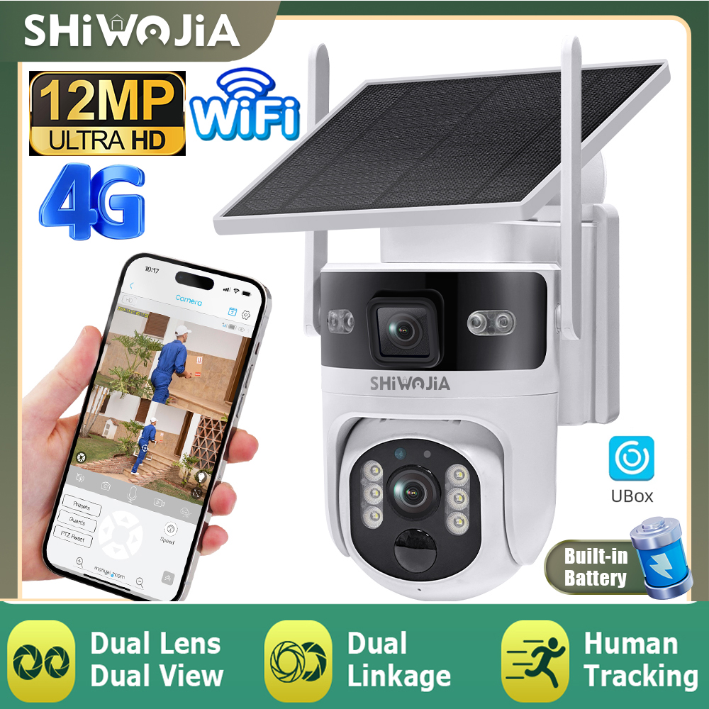 Smart Home Outdoor Camera - SHIWOJIA 4G LTE Solar Security Battery