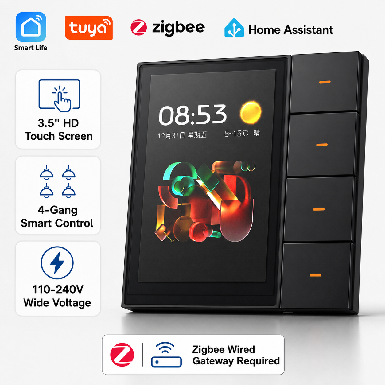 Smart Home Room - F3-pro Tuya Smart Panel ZigBee Wall