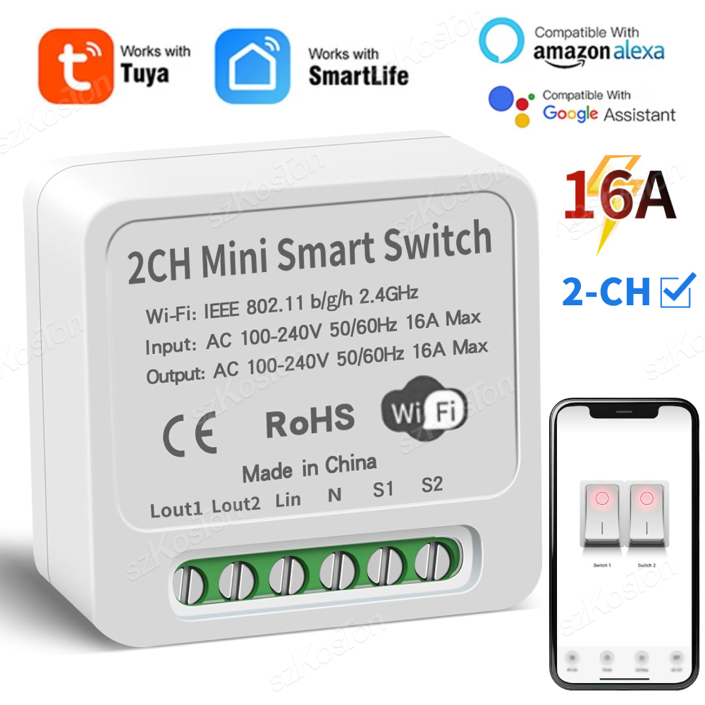 16A Tuya WiFi Smart Switch Mod - огляд і ціна Smart Home Voice Control