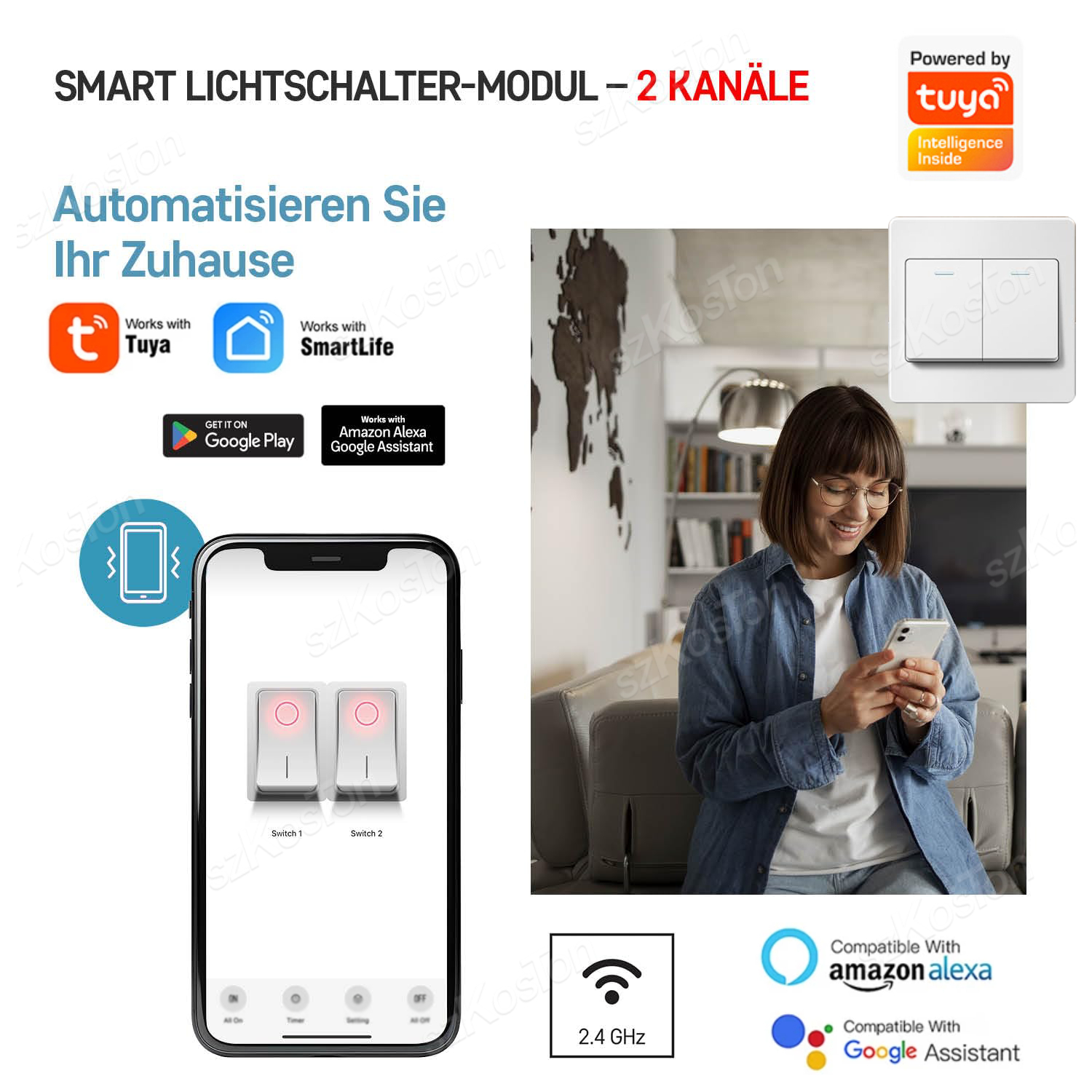 16A Tuya WiFi Smart Switch Mod - огляд і ціна Smart Home Voice Control