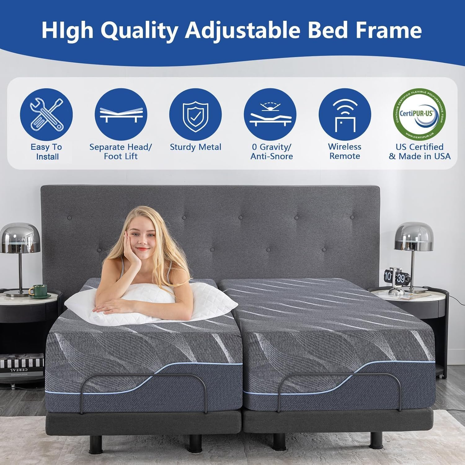 Twin XL Adjustable Bed Frame w - огляд і ціна Smart Home Xl