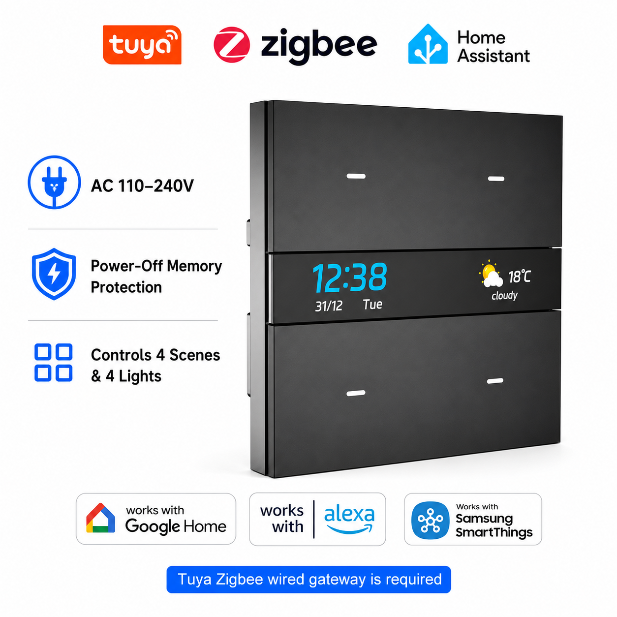 M8 pro Zigbee smart switch pan - огляд і ціна Smart Home Voice Control